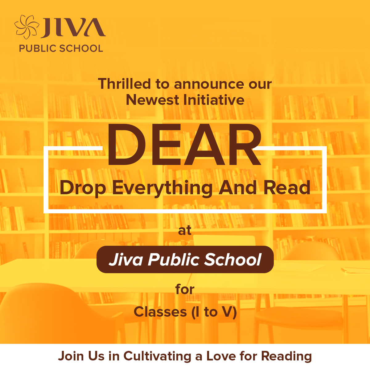 We’re excited to announce DEAR program that will help cultivate reading skills in children. Look forward to your participation to make this program successful.

#NewProgramLaunch #NewProgram #DEAR #dropeverythingandread #reading #announcement #jivapublicschool #motivatingreading