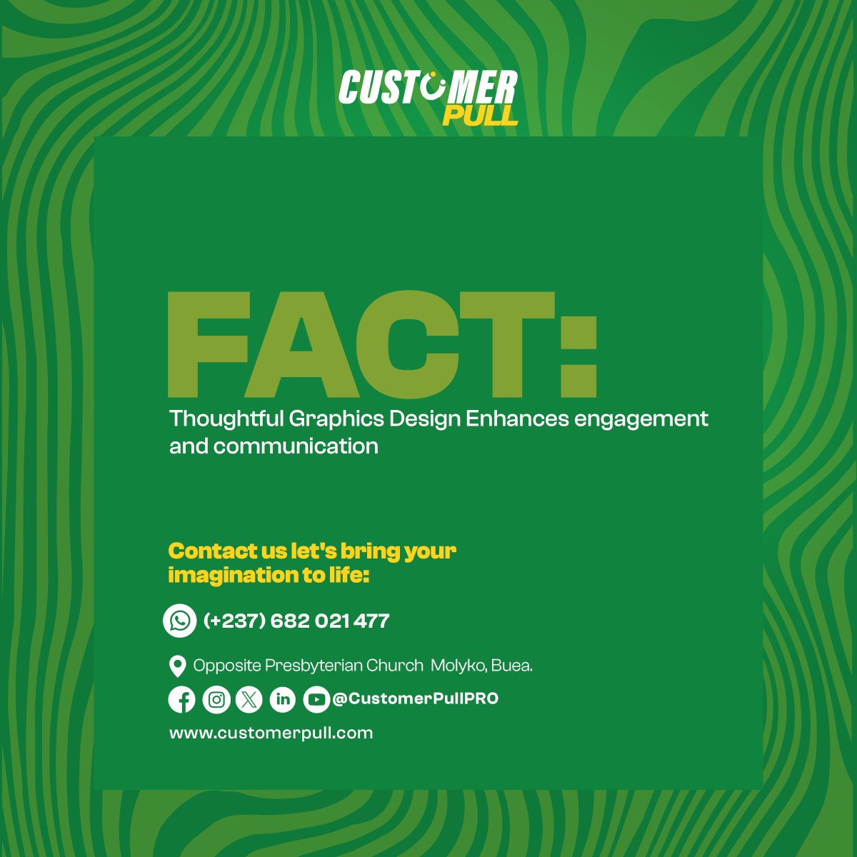 customerpullPRO's tweet photo. Design is the language that bridges the gap between your brand and your audience. Thoughtful graphic design not only captures attention but also enhances engagement and communication.

Contact us let’s bring your imagination to life: 682021477

#DesignMatters #EngageWithDesign https://t.co/ZMBmqzNxdB