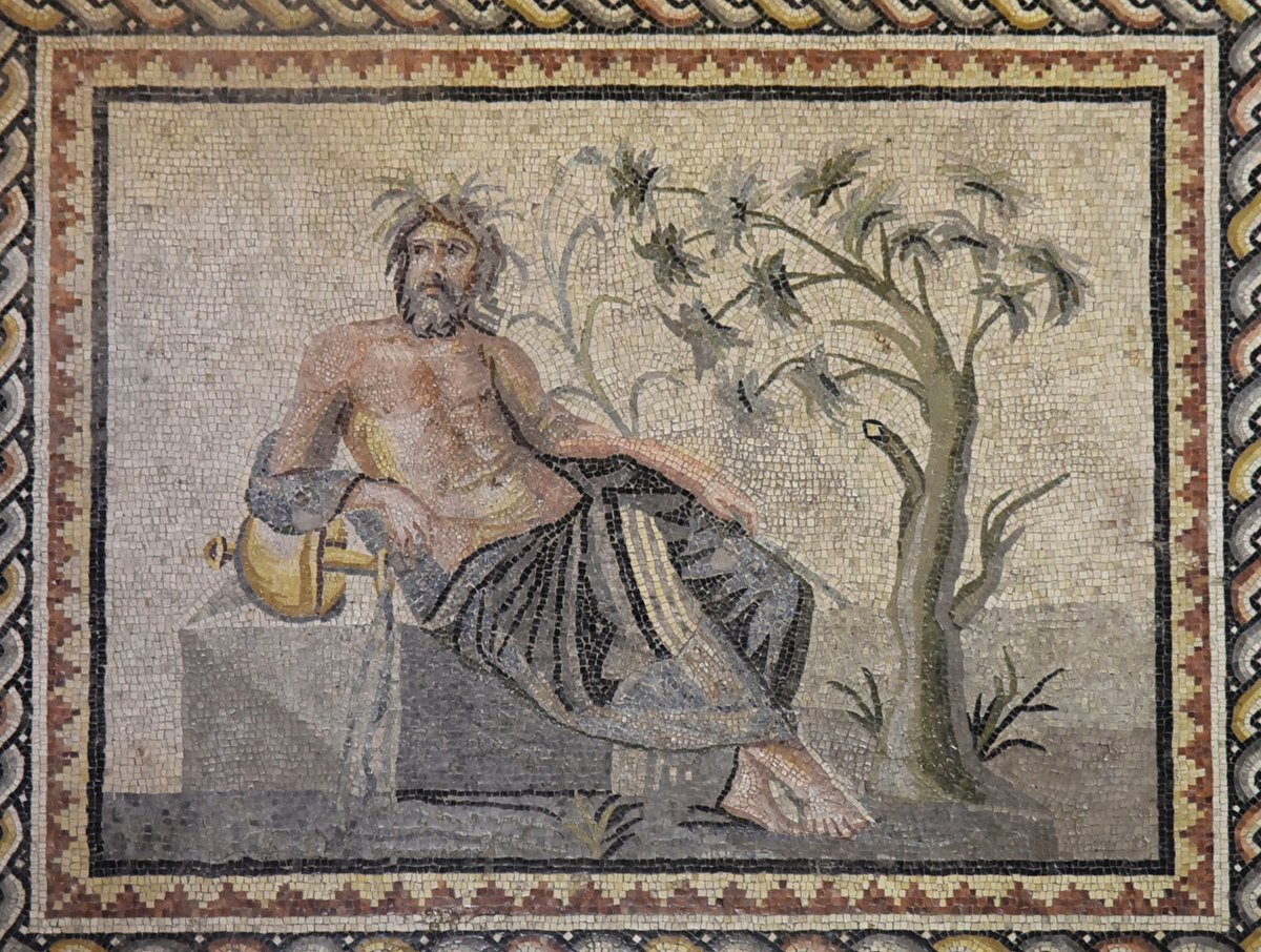 The river god Euphrates on a mosaic from Zeugma.