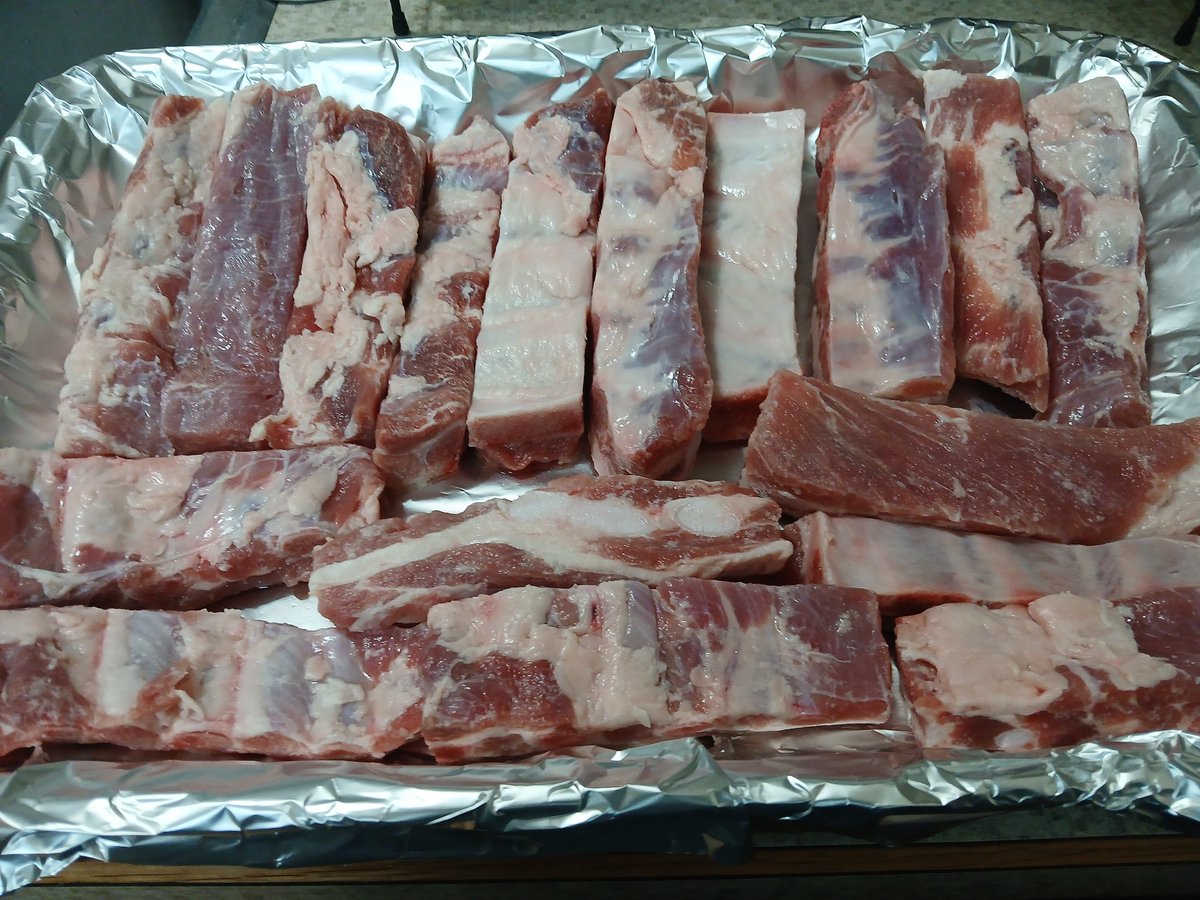 Baby brisket and ribs are marinating.