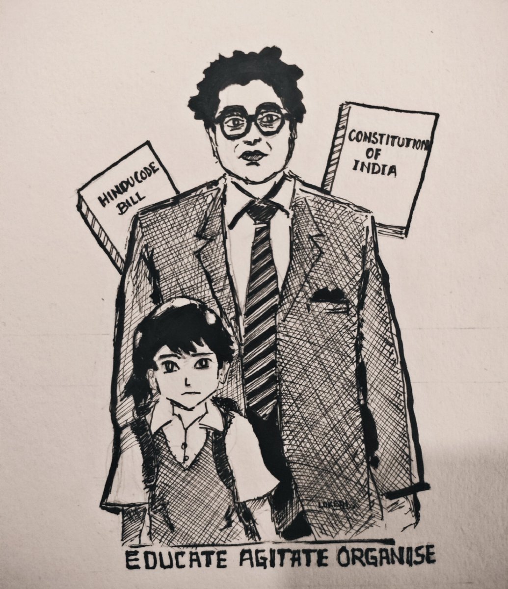 I was at the park near my place, I saw a Dalit man dressed as Dr. Babasaheb Ambedkar and his daughter in a school uniform doing a photoshoot. When I asked if I could take their picture, he declined. 

So, I made a sketch instead. 💙

#JaiBhim #DalitHistoryMonth