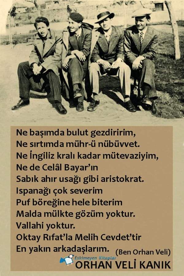 İyi ki doğdun Orhan Veli. Bil istedim, biz hala bedava yaşıyoruz. Yaptığımız tek şey; başımızı alıp gidiyoruz, 'denizden yeni çıkmış ağların kokusu' na doğru... #OrhanVeliKanık