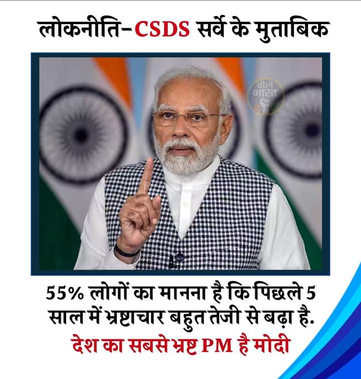 लोकनीति CSDS सर्वे के मुताबिक देश के सबसे भ्रष्ट PM है #BJPTadiPaar