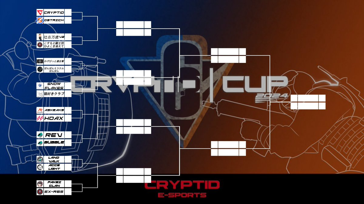 cpd_eSports's tweet photo. CPD CUP 2024
トーナメント表出来ました!
一回戦の配信試合はLandValk-AcceLightに決まりました!
#CPDCUP とつけてみんなで当日盛り上げて行きましょう!! https://t.co/pAALjT8sR0