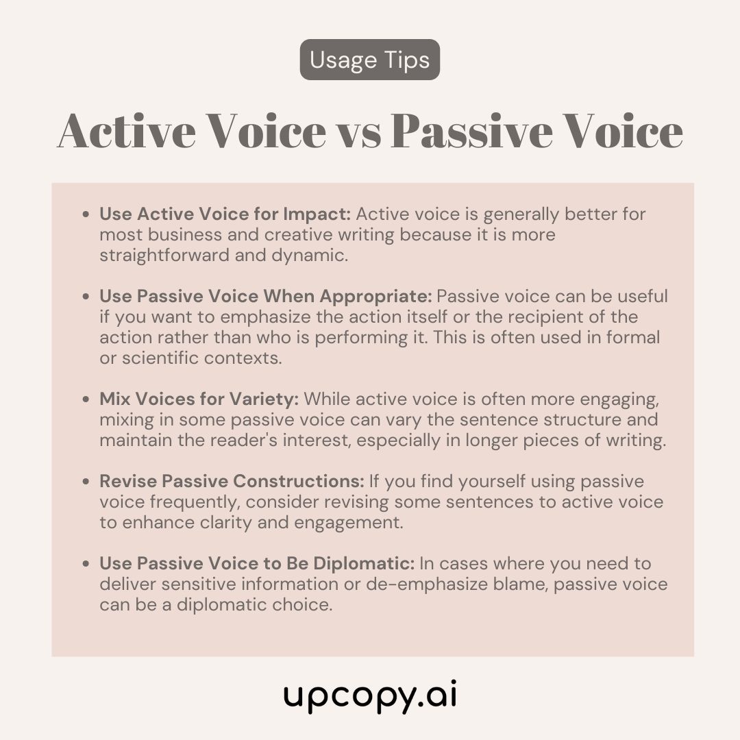 Citispotter Limited (@citispotter) on Twitter photo 🌟 Did You Know? Active vs. Passive Voice 🌟
✨ Swipe to see our comparison table that breaks down the key differences between active and passive voice, with examples and tips on when to use each!
👉 Follow us for more writing tips!
#WritingTips #ActiveVsPassive #Grammar 🌟 Did You Know? Active vs. Passive Voice 🌟
✨ Swipe to see our comparison table that breaks down the key differences between active and passive voice, with examples and tips on when to use each!
👉 Follow us for more writing tips!
#WritingTips #ActiveVsPassive #Grammar