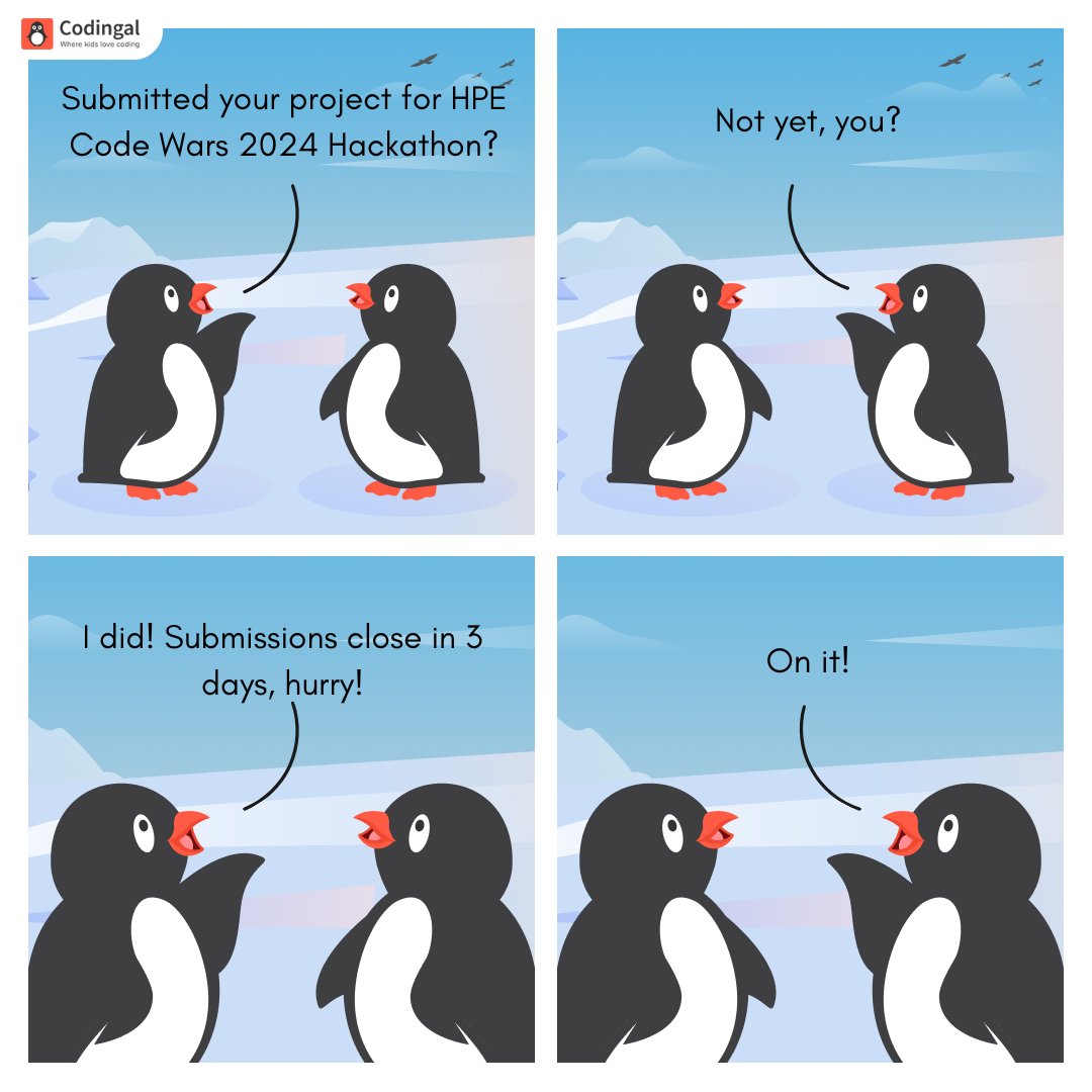 codingal's tweet image. Time&apos;s ticking! Just 3 days left for HPE Code Wars 2024 Hackathon project submissions

Submit your project in 3 easy steps:
1. Login at cdg.al/5Nfi9
2. Fill your details and upload the code
3. Submit project

#coding #codingcompetition #codinghackathon #CodingForKids