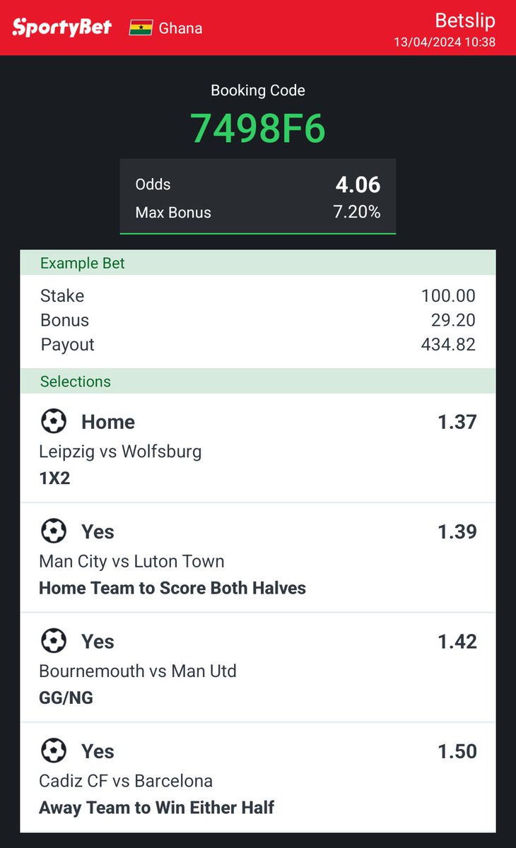@theroyalbetting 7498F6
Those who wants sportybet version
Just change the code to Ghana 🇬🇭