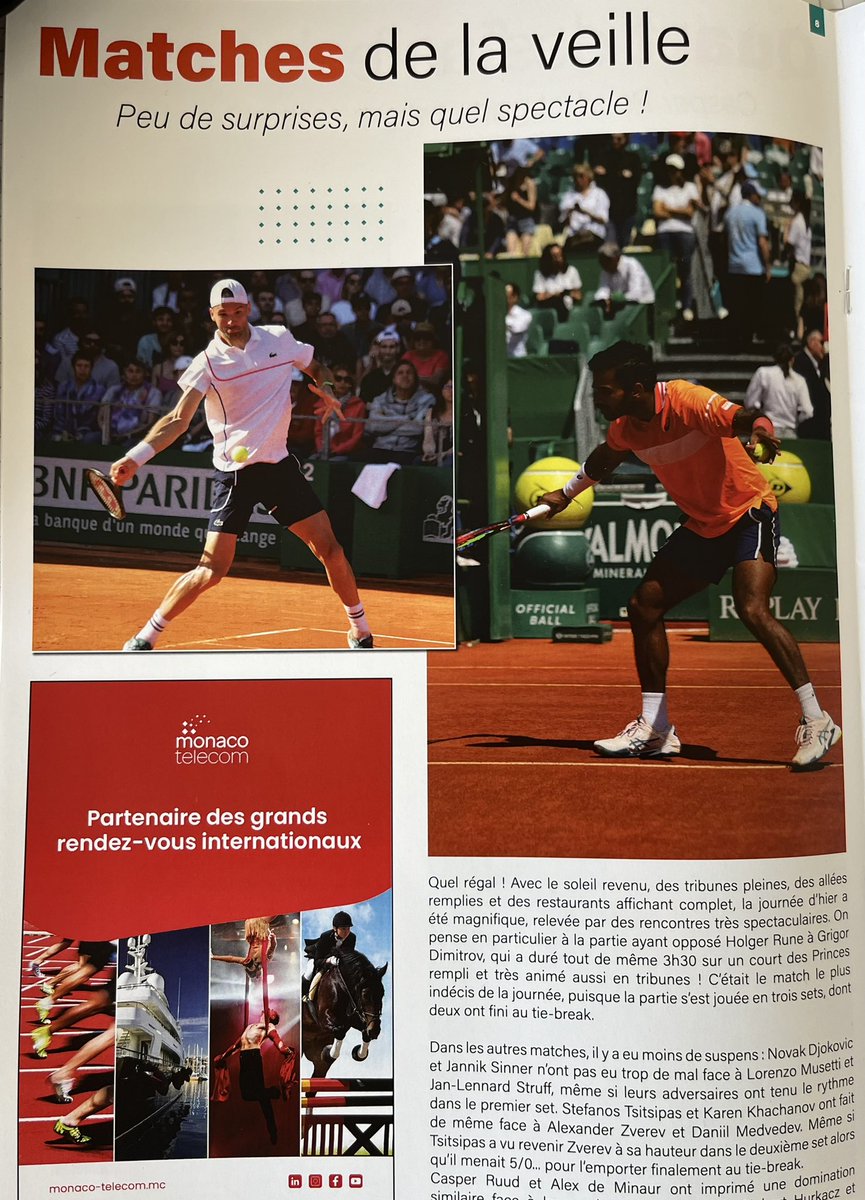 Sumit Nagal on the official Monte-Carlo tournament magazine 🤩