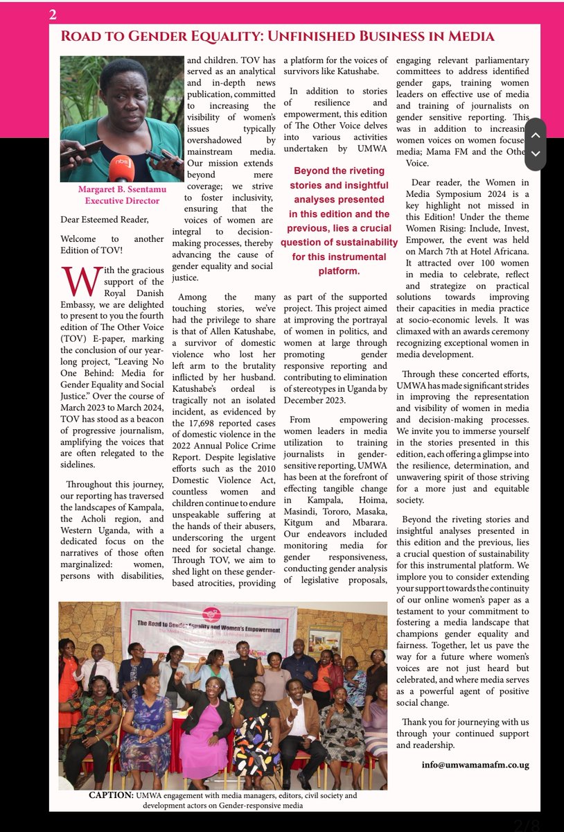 Gender equality isn't just a goal; it's a journey with many twists and turns. From media representation to workplace opportunities, there's still much unfinished business. Read 👇👇theothervoice.umwamamafm.co.ug/epaper/ #TOV