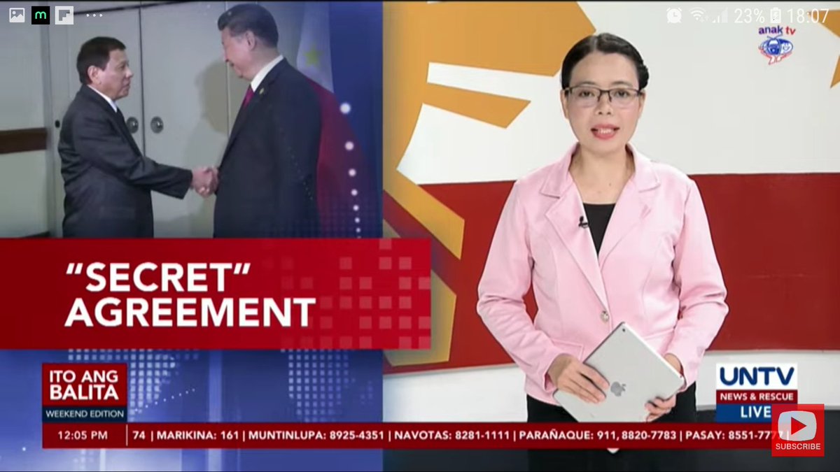 As predicted, the major national evening news bulletins are covering Duterte's #SecretDeal with China whilst painting President Marcos' visit to the United States in a glowing positive picture. ABS-CBN, TV5, GMA7 and UNTV all running with the deal as their top story. The mood…