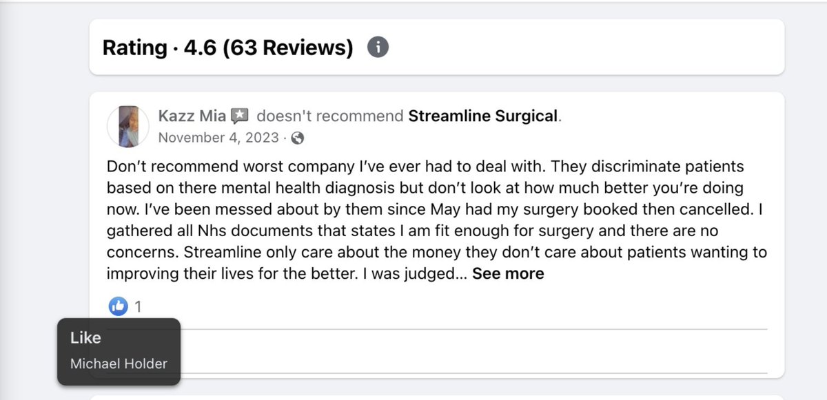 These two terrible reviews (one 'liked' by Michael Holder, a former leading staff member at the clinic) have disappeared from #StreamlineSurgical TrustPilot and FB pages. The directors #ShawSomers #GuySlater & #GavinQuinton are dishonest. #CoverUp #BOMSS #IFSO #WeightLoss