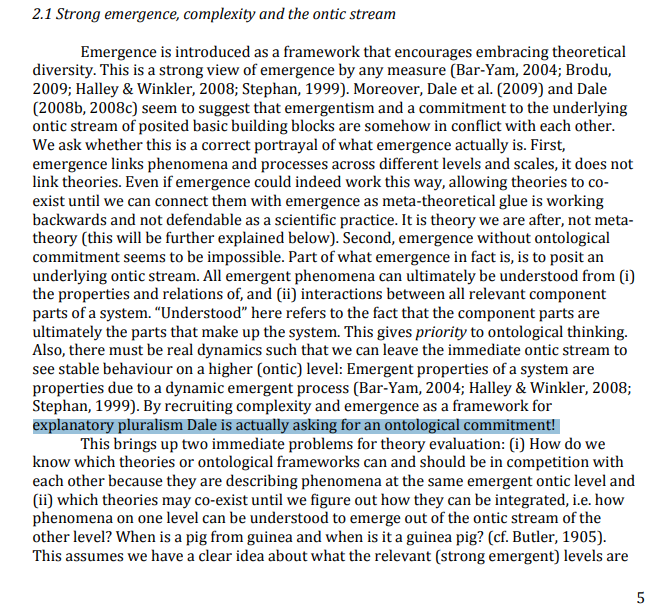 Explanatory pluralism seems to a be a growing trend in sports science and skill acq so a few critical thoughts on this 🧵

First, there is a logical issue which is often missed. Hasselman et al (2010) point it out here. 
osf.io/6qf49/download