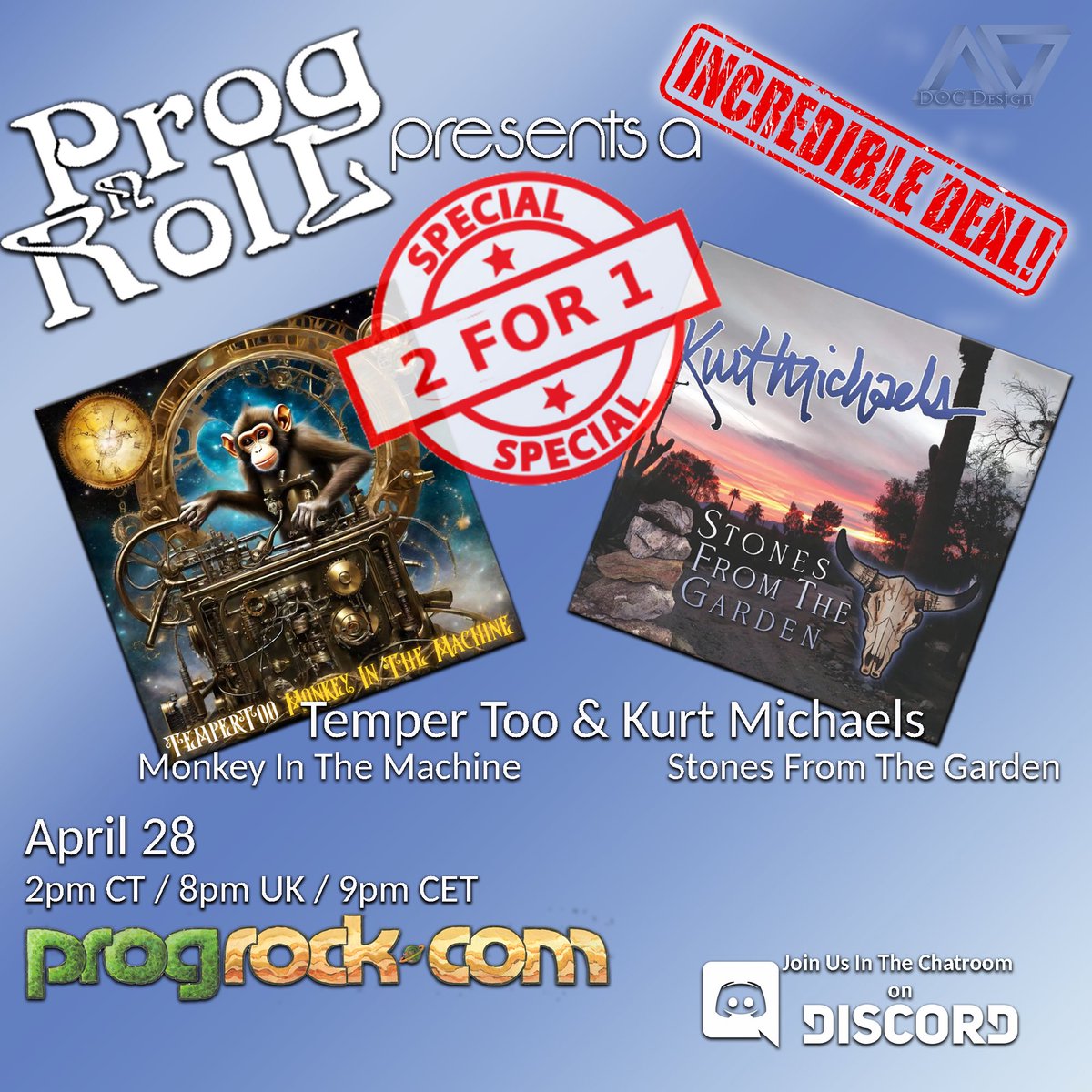 Some exciting news! On 28th April, Monkey In The Machine will be one of George and Nihall’s Prog n Roll show’s 2 featured albums, including an interview with TemperToo—All on ProgRock.com, 28th April—2pm CT / 8pm UK / 9pm CET 😎 #MonkeyInTheMachine <a href="/ian_os/">Ian Ormiston Stables 🇺🇦</a> #progrock