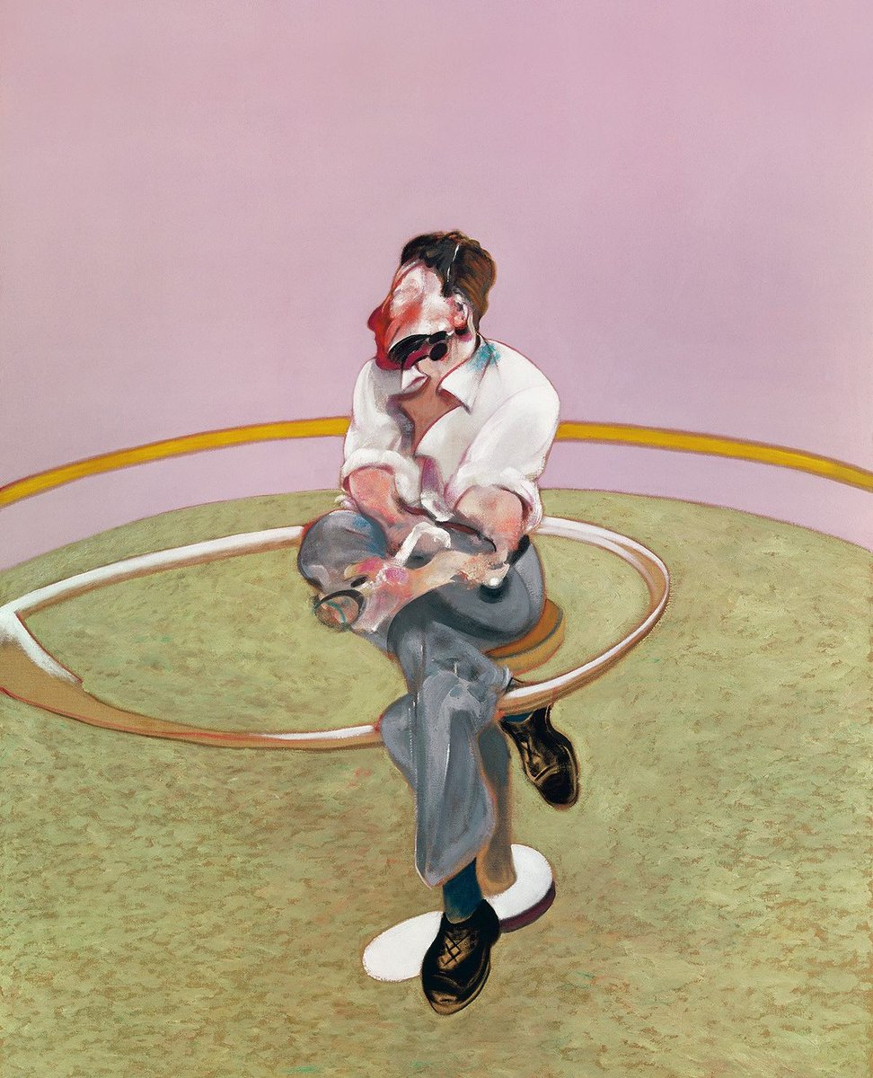 'In a letter [...] Bacon urged that this painting be included in a retrospective exhibition of his work to tour the USA in 1989–90.' Martin Harrison, Francis Bacon: Catalogue Raisonné p.982 Painting: Study for Portrait of Lucian Freud (sideways), 1971 ⁠ #FrancisBacon #fineart