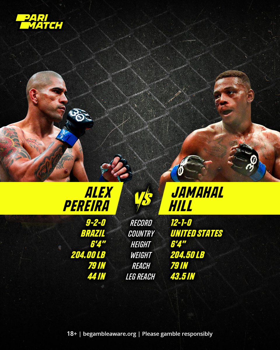 UFC 300 - Pereira vs Hill🔥 Sunday, 14th April, 3am BST 🗓️ T-Mobile Arena, Las Vegas United States 📍 Alex ‘ Poatan’ Pereira (C) takes on Jamahal ‘ Sweet Dreams’ Hill (#1) in the Octagon tonight for a light heavyweight TITLE BOUT!👊💥