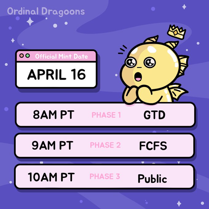 🎉Quarkduck &amp; OrdinalDragoons
🎁Giveaway:<a href="/OrdinalDragoons/">Ordinal Dragoons</a> 3 WL(FCFS)

1⃣Follow <a href="/QuarkDuck/">Quarkduck 🦆⚛️</a> &amp; <a href="/OrdinalDragoons/">Ordinal Dragoons</a> 
2⃣Like &amp; RT
3⃣Reply

🌟Mint Price: TBA
🌟Launchpad: Magic Eden

24 hours⏳