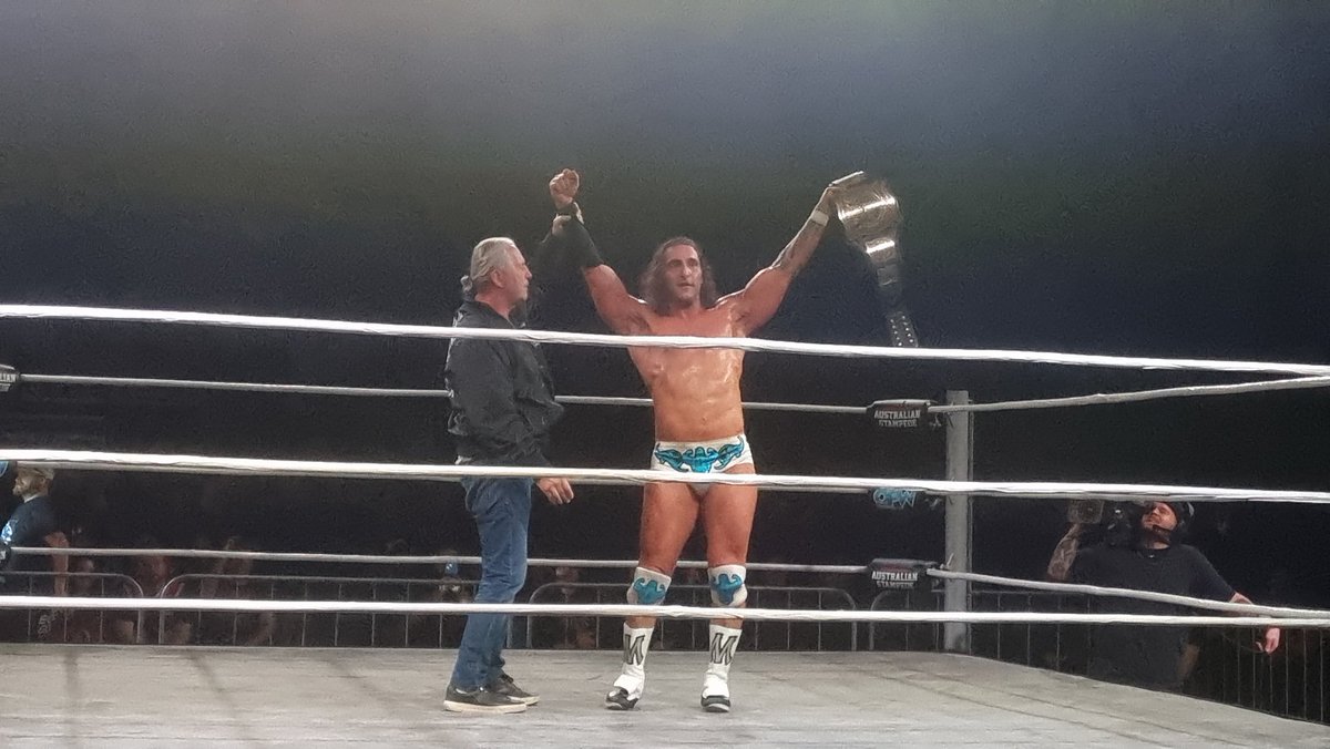 Chris Masters with Brett the Hitman Hart in Ballarat #AustralianStampede