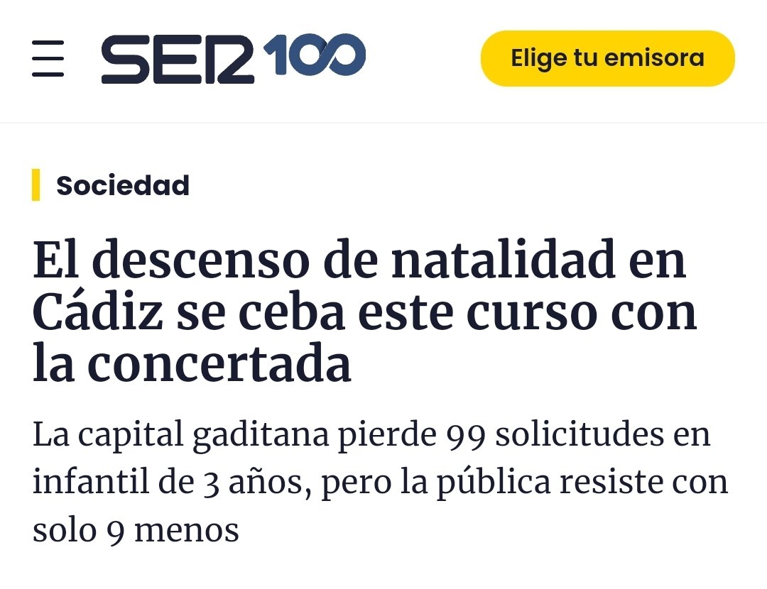 Por primera vez en décadas la Educación Concertada pierde mucho más alumnado que la Escuela Pública en Cádiz. No es casualidad: 8 años de buena política de @AdelanteCadiz . La concejala de Cádiz se llamaba Ana Fernández @Ana1854Ana . Hay veces que la historia nos da la razón.