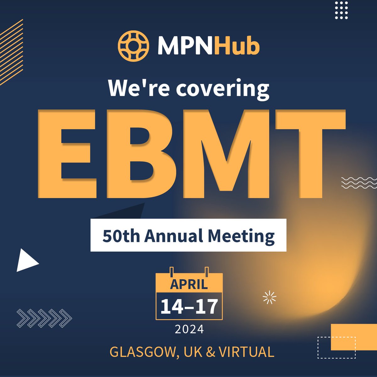 The MPN Hub will be covering the upcoming 50th Annual Meeting of the EBMT. 📅 Date: April 14–17 📍 Location: Glasgow and online Look out on our socials for live coverage during the day from our virtual and in-person attendance! @TheEBMT #EBMT #MedicalCongress #EBMT24