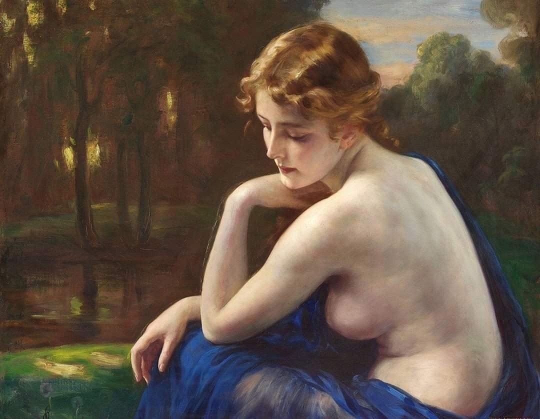 Seated model in a landscape, before 1917. Otto Theodore Gustav Lingner (1856-1917), German artist.  Canvas, oil.  60 x 69 cm

#artist #painting #19thcenturyart #art #ArtliveAndBeauty #paintingoftheday