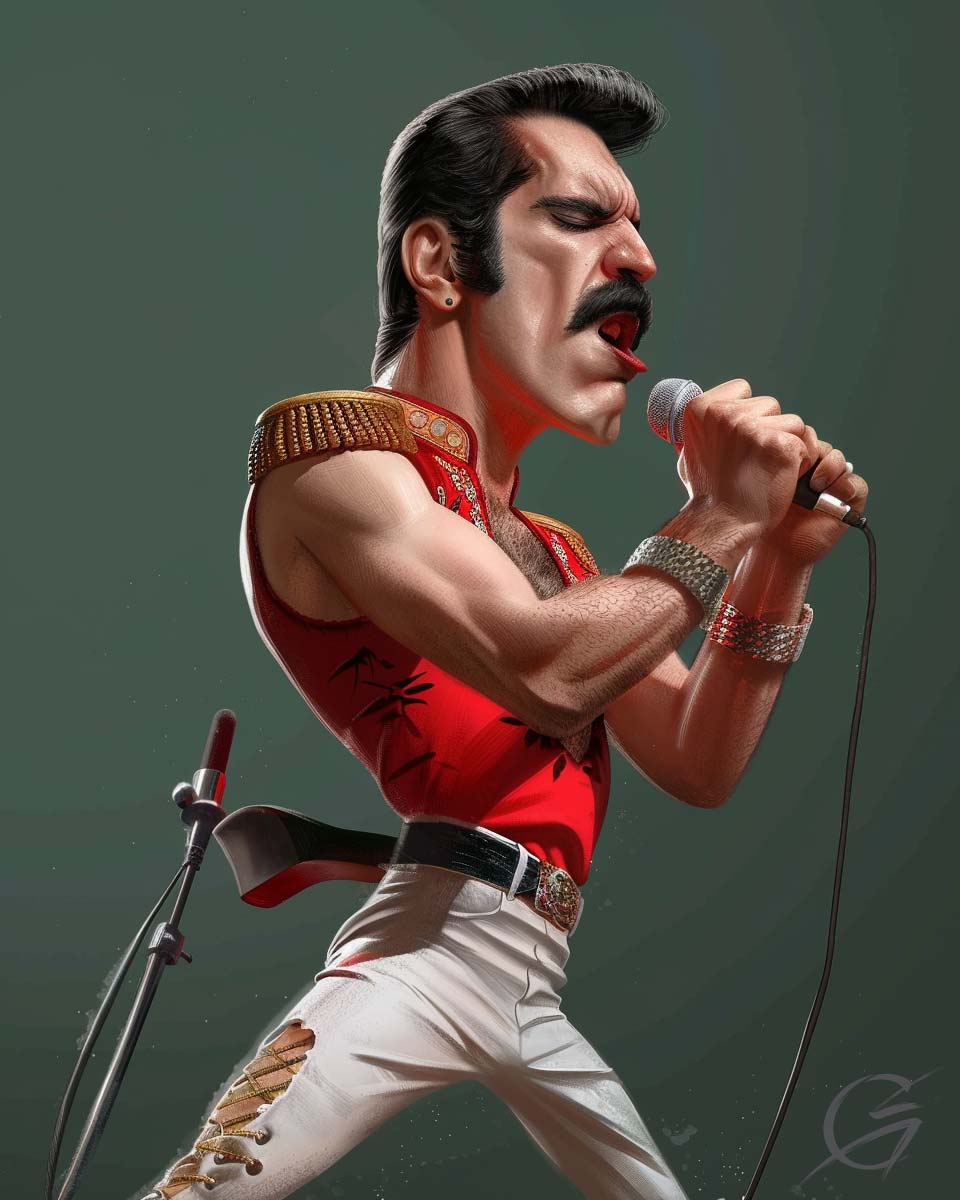 g_art_official's tweet photo. The Show Must Go On!
Freddie's ready to hit those high notes and rock the stage this Saturday afternoon. Let the rhythm move you and dance to your own beat! 🎤🎶 #RockstarVibes #WeekendConcert
#freddiemercury #caricature https://t.co/VGhUHViDZ3
