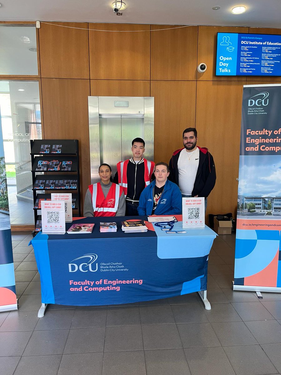dcucomputing's tweet image. Our students are ready to answer any questions you may have about studying #Computing at @DCU. We're in the McNulty building - directly across from the U building. Next talk at 12 👋
 #DCUSpringOpenDay #DCUComputing