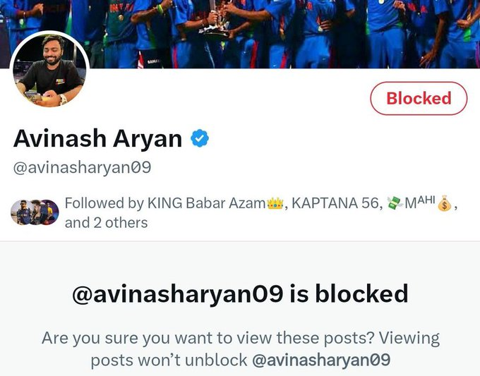 Block him from all social media accounts

- Babar Azam FC is Massive 🥵
#BoycottAvinashAryan