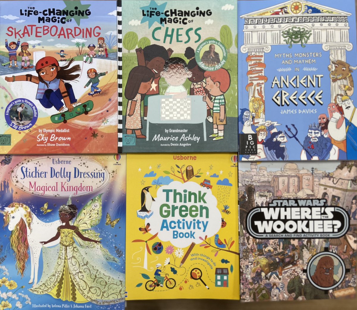 New non-fiction and activity books for kids - skateboarding, chess, Ancient Greece, fairy and unicorn stickers, green activities, and Wookies.