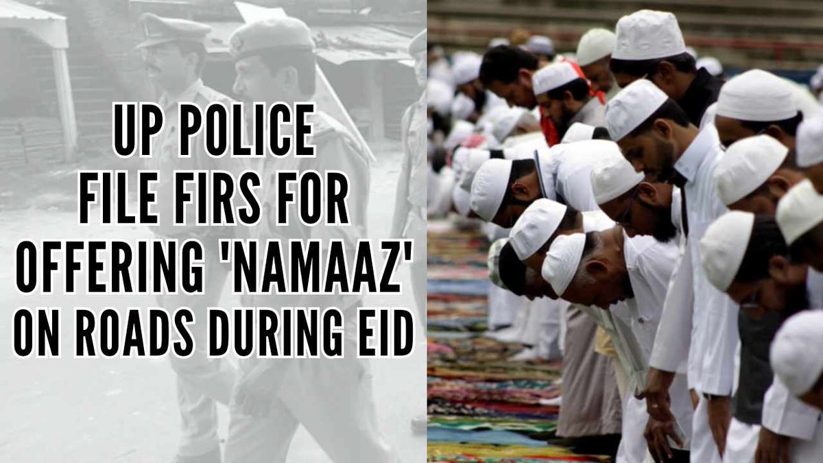 Police oppose namaz offering on the road near the Shahi Eidgah in Meerut, Uttar Pradesh Mu$l!ms raise slogans of ‘Allah-hu-Akbar’ Only strict action against the reading of namaz on roads will curb such incidents. Read more : sanatanprabhat.org/english/98685.…