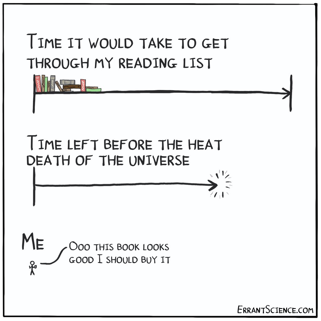 ErrantScience's tweet photo. The pile of things I have to read is now starting to bend space-time around it, but there's this new book that just came out... #reading #books https://t.co/Zd5MU96sef