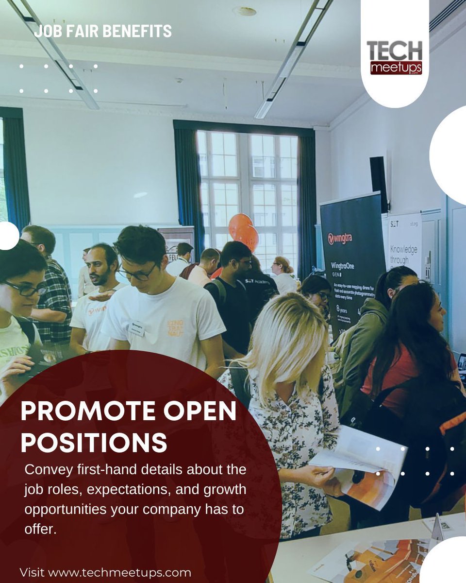 Have open positions in your company? Our job fairs are a great way to promote them! Communicate directly with potential candidates about job roles, expectations, and growth opportunities.

Learn more: buff.ly/3SweWHu 

#TechMeetups #JobFairs #TechJobs #Technology #JobFair