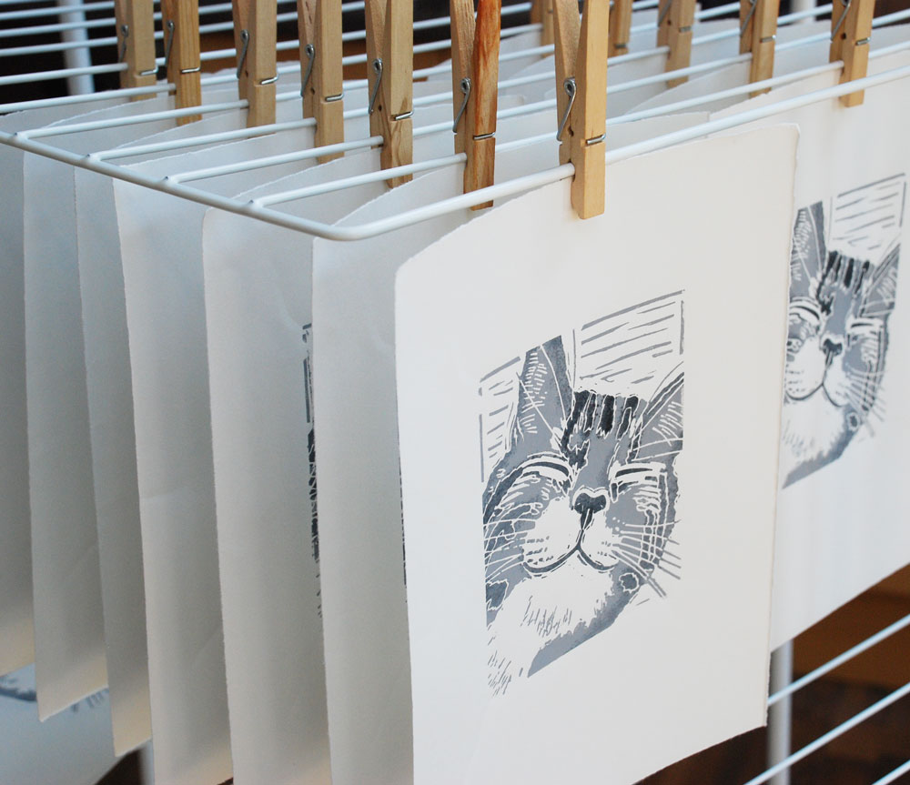 Someone seems pleased it's #Caturday Happy Tabby print is available in our lovely little online art shop here> littleramstudio.etsy.com #tabbycat