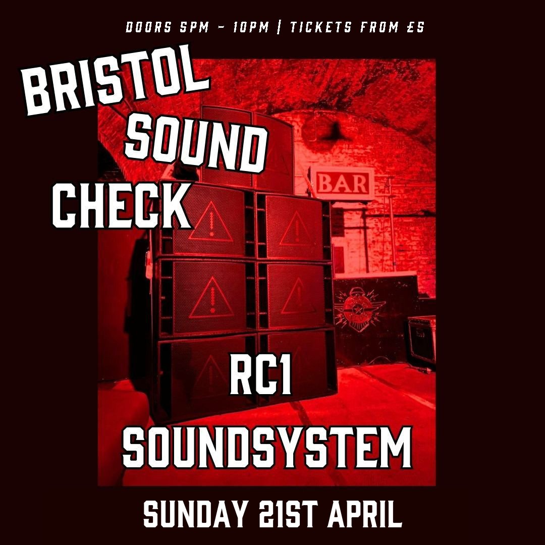 🔊YOUR MONTHLY INSTALMENT OF BRISTOL SOUNDCHECK 🔊 RC1 Soundsystem return for their monthly instalment of multisystem reggae, dub, roots and LOUD BASS 21.04.24 | 5PM – 10PM Sundays are made for drums! Tickets released on HeadFirst soon