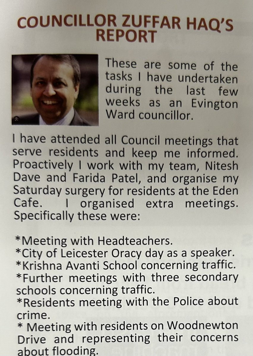 LeicesterLibDem's tweet photo. Cllr @Zuffar_Haqโs update has been published in the @Evington_Echo. Zuffar holds a weekly surgery at 11am on Saturday mornings at the Eden Cafe, 1 Main Strest, #Evington Village. Feel free to drop in and get the support you need. https://t.co/NVMfqsvyym