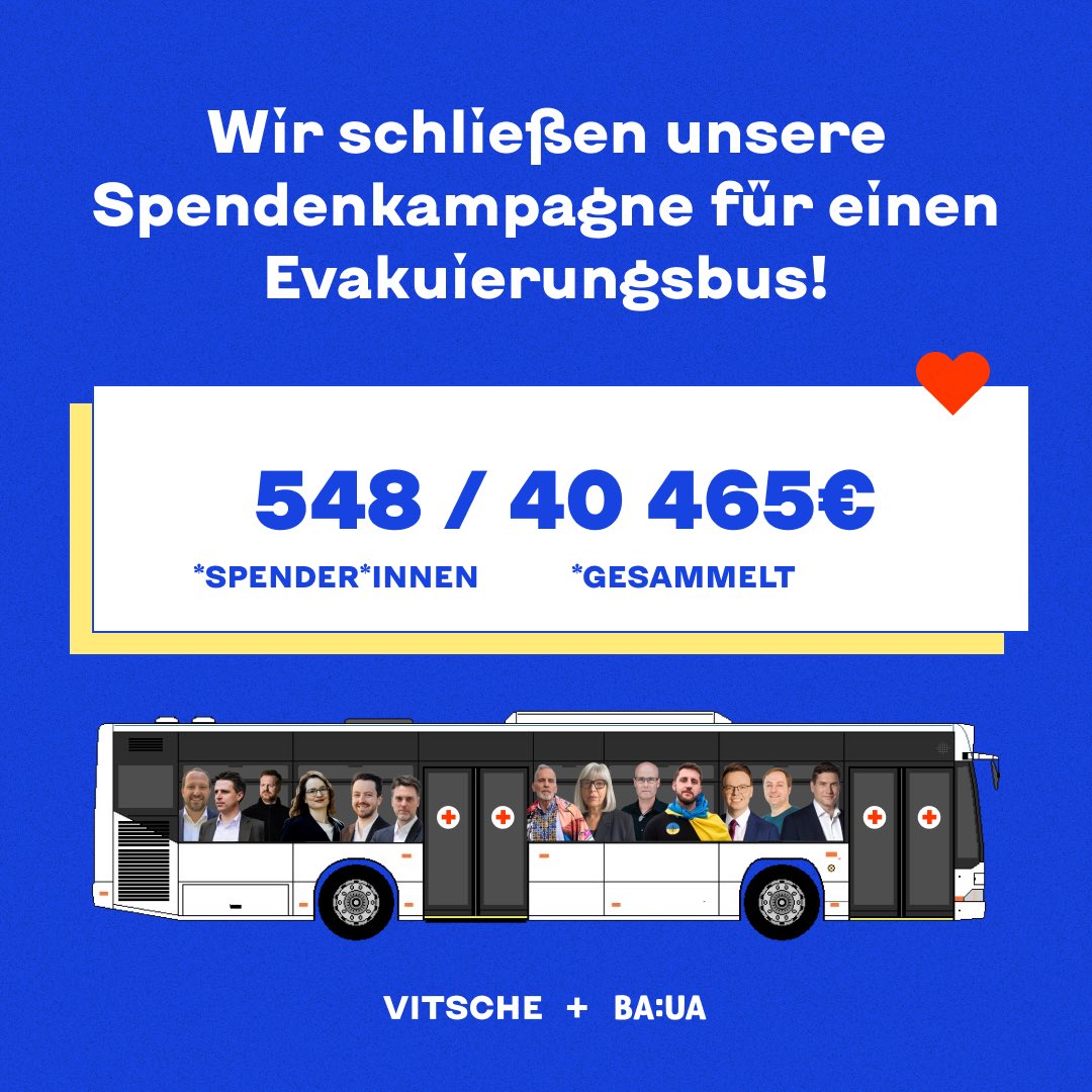 Vielen Dank an alle, die uns unterstützt haben! Ab nächste Woche kommunizieren wir, was wir und @UaBamberg mit zusätzlichen Beiträgen tun werden. Danke an alle Ukraineverstärker*innen ❤️