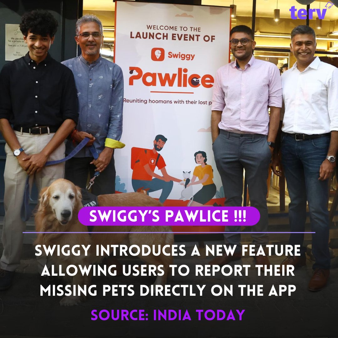 Is your pup missing? 🐶
@Swiggy 's new #SwiggyPawlice is here to help!
Plus, they have awesome pet-friendly policies for their employees.

#TervPro #SwiggyPawlice🐾 #Pets 🐶 #lostandfoundlove 🐱
