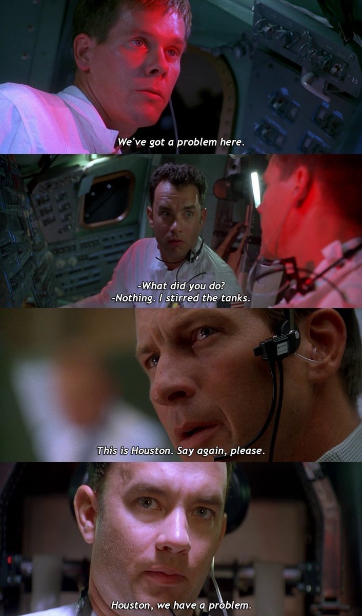 Apr 13th 1970 - 'Houston we have a problem'. 📽️📅 Depicted in Apollo 13 (1995) Dir. @RealRonHoward. This was a deliberate misquote in the movie. The writers as thought the original spoken line of 'we've had a problem' wasn't as dramatic. Read more: en.wikipedia.org/wiki/Houston,_…