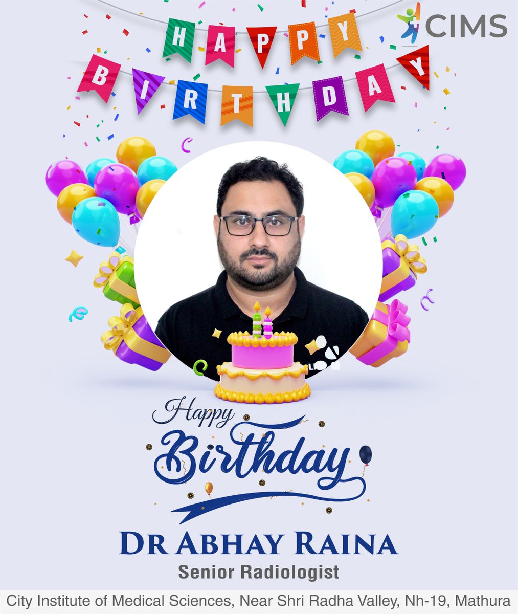 Wish you very Happy Birthday Dr. Abhay Raina, Senior Radiologist
#HappyBirthday #DrAbhayRaina #Radiologist
#CityInstituteOfMedicalSciences #CimsHospital #Mathura
Call Now : 9258113570, 9258113571