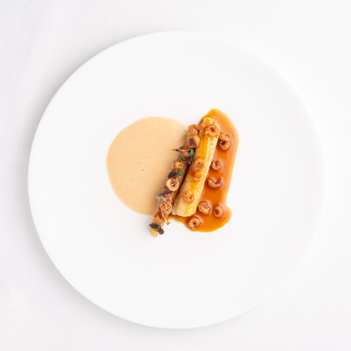 Quite happy with this one- roasted Dover sole, oxidised Chardonnay & brown shrimp Mattelote sauce, glazed salsify, Piedmontese hazelnuts, Soubise of Sunchoke and Tonka bean, brown butter emulsion.

…On the lunch and grand tour menus from next week.