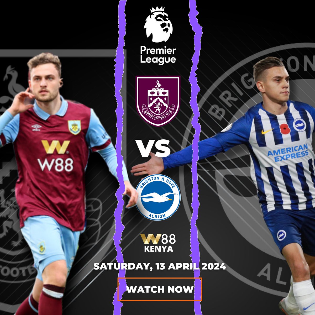 EPL battle is set to continue today where Burnley will be battling against Brighton 
Hapa unaona team gani itawin? 
#EPL
#BURBHA
#JoinW88