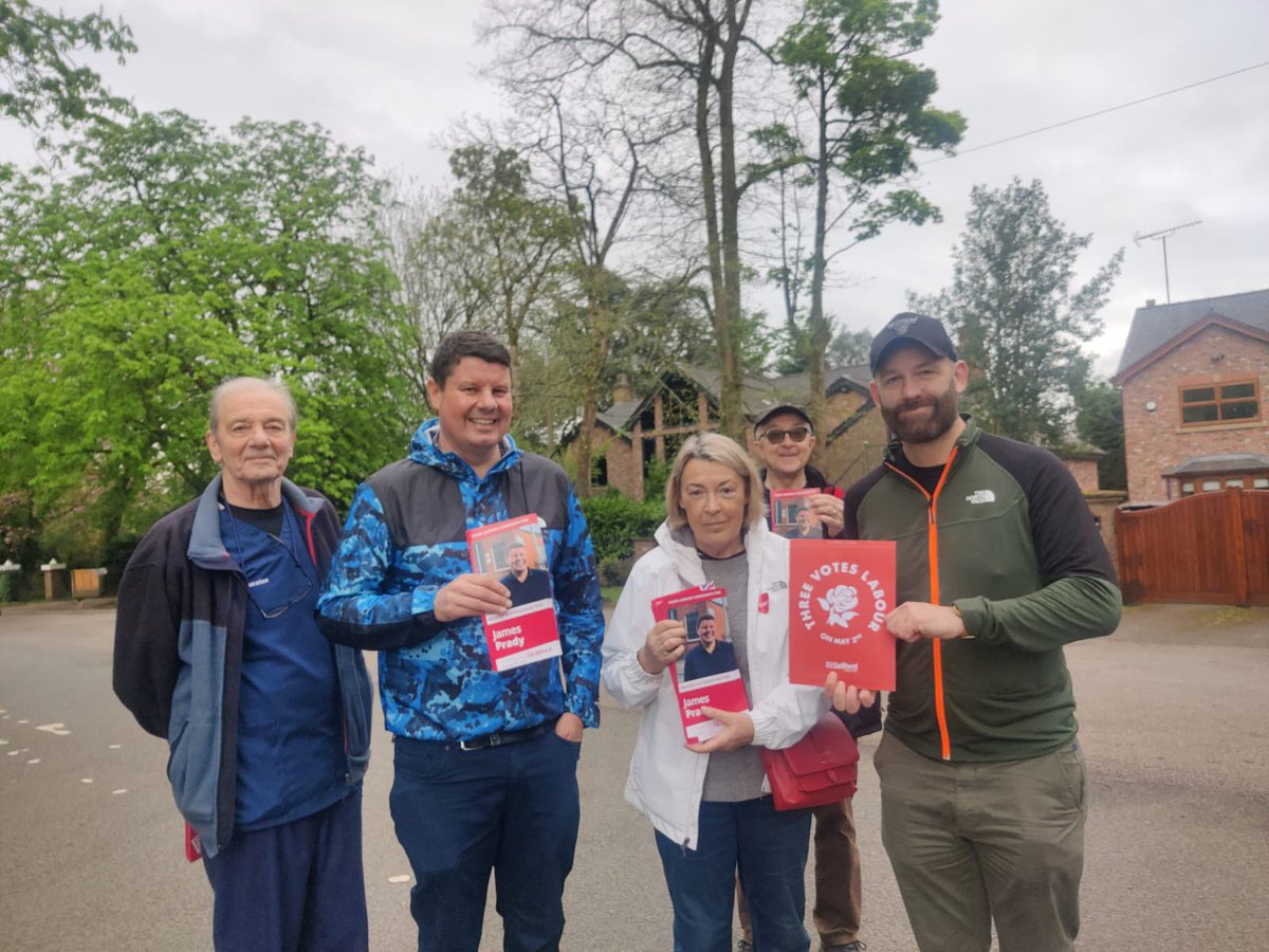 Great to be out this morning with @KeeleyMP, #TeamSalfordLabour 🌹& our fantastic Labour Candidate for Worsley & Westwood Park: James Prady.  Great to be out talking to residents about the issues that matter to them & our manifesto for the next 4 years in Salford. #TeamLabour🌹
