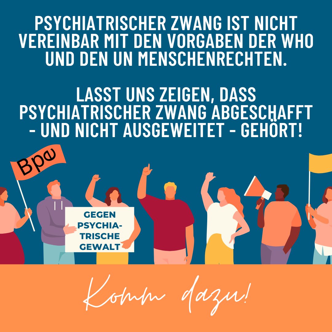 Wehret den Anfängen und kommt zu der Demonstration gegen psychiatrische ambulante Zwangsbehandlungen, am 17.4. um 10 Uhr in München! Dort findet der sogenannte 'Fachtag zum Thema Zwang in der Psychiatrie' statt: zwangspsychiatrie.de/wp-content/upl…