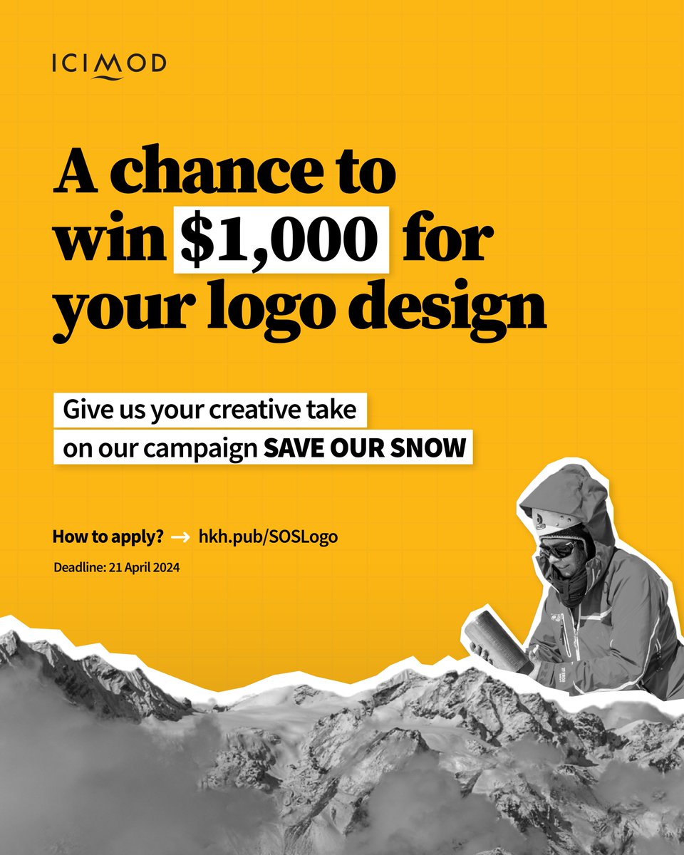 A chance to win $1000 for your logo design. We are looking to create a visual identity for ICIMOD’s global advocacy campaign, SAVE OUR SNOW, targeted at mountain communities, the global outdoor/athlete community, and scientists as they are the most impacted by and aware of…