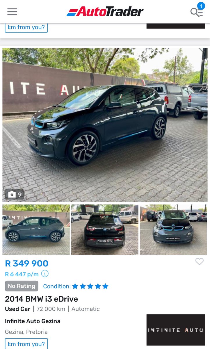 BMW i3 launched at R525k in 2014. Used model sells for R350k in 2024. R33% depreciation over 10 years. 3,3% depreciation per annum 💪
