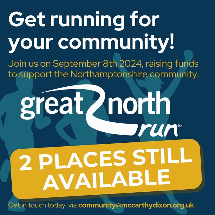 Email community@mccarthydixon.org.uk today to get involved! It's a fantastic opportunity to getting running for your community 💛It's £300 for the fundraising goal.

#tmdf #mccarthydixon #northampton #fundraiser #greatnorthrun