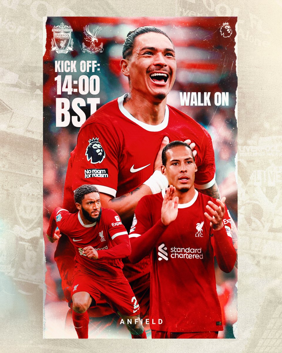 LFC's tweet image. It’s #PL MATCHDAY at Anfield 🏠 

Let’s do this ✊🔴 

#LIVCRY | #WalkOn