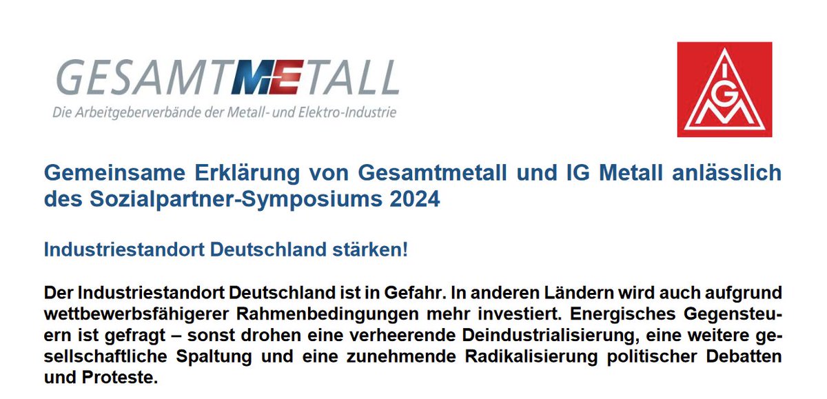 Auch in der #Metallindustrie ist die #Tarifbindung in den letzten Jahrezehnten deutlich zurückgegangen. Nun wollen @IGMetall und @MEArbeitgeber 'in einen strukturierten Dialog zur Stärkung der Tarifpartnerschaft treten.' gesamtmetall.de/industriestand…
