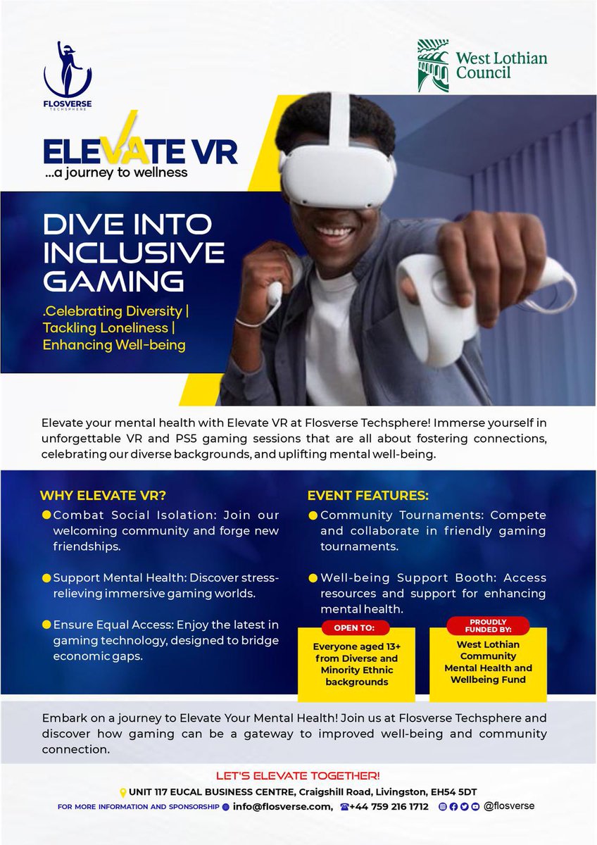 Today is the day! 🤩 Elevate VR Gaming Event by 1pm -3pm Gaming, community, and wellness await 💪🙂 #FlosverseTechsphere #Flosverse #ElevateVR #WellnessJourney #InclusiveGaming #Gaming #VirtualReality #VRGaming #CombatLoneliness #MentalHealthSupport #MentalHealth #VRCommunity