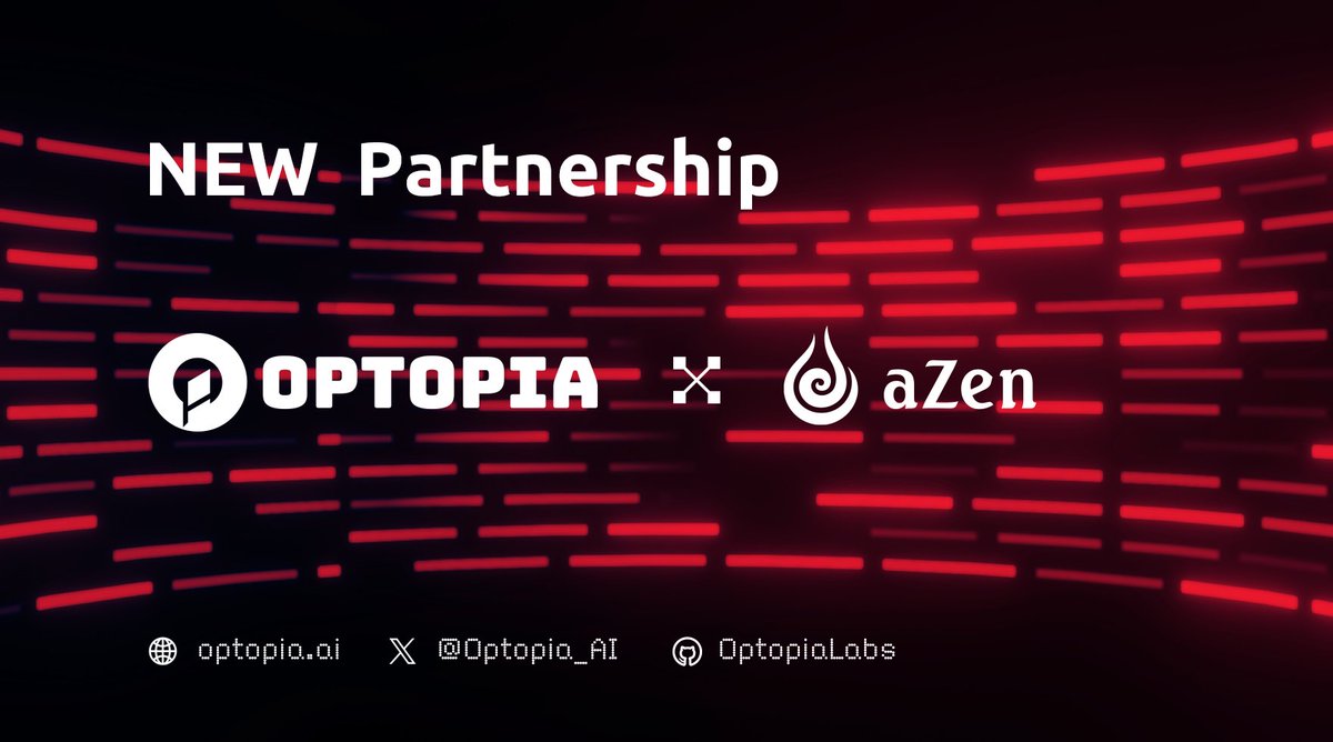 📢 Thrilled to announce our collaboration with
@azen_network ,which empowers #Web3 projects with rapid building community & on-chain ecosystem.

🤝Get ready to immerse yourself in an exceptional #AI experience, exclusively on #Optopia!  

🫵Stay tuned for exciting updates as we…