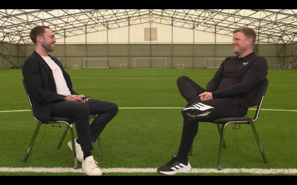 Always love a sit down with Eddie (especially when we don’t wear the same shoes) If anyone needed further proof he’s the perfect manager right now for #NUFC : 💬 “As a family, honorary Geordies is perfect for what we want to be. My boys are fluent in Geordie now, although some…